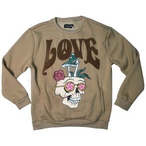 Sz Xl Reason Tan Love Skull Graphic Sweater